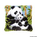 Vervaco Pandas Knüpfkissen mit Knüpfhaken, Baumwolle, Mehrfarbig 40 x 40 x 1 cm