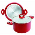 IBILI Vital Keramikkochtopf, Suppentopf mit Deckel, rot-weiß, geeignet für Induktion und Vitro, Durchmesser 20 cm, Höhe 14 cm