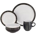 Denby Jet Stripes Geschirr-Set, Schwarz, 16 Teile