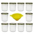 Viva Haushaltswaren - 10 x Sturzglas / Marmeladenglas 324 ml mit goldfarbenem Schraubverschluss, runde Glasdosen als Einmachgläser, Vorratsdosen etc. verwendbar (inkl. Einfülltrichter)