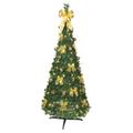 Best Season Dekorierter LED-Tannenbaum, beleuchtet circa 190 x 80 cm mit 80 warmwhite LED mit 8 Funktionen, zusammenfaltbar, goldene Dekoration Vierfarb-Karton 603-91