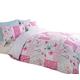 art Rosa Patchwork Bettdeckenbezug und Kissenbezug für Einzelbett Bett Set, Polycotton, Pink