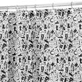 InterDesign Gazette Duschvorhang | 180,0 cm x 200,0 cm großer Vorhang für Badewanne und Dusche | waschbarer Duschvorhang im Schnipsel-Design | Polyester weiß/schwarz