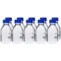 neoLab – 10 Stück Laborflaschen 500 ml aus Borosilikatglas mit GL 45 Schraubverschlusskappe + Ausgießring – Laborglas hitzeresistent & chemikalienbeständig (E-1431)