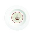 Novastyl 7440001 Voilier Tiefer Teller aus Porzellan, 22 x 22 x 3,7 cm, Weiß mit rotem Dekor, 6 Stück