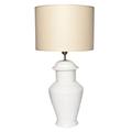 SIGNATURE HOME COLLECTION Keramiklampe mit Stoffschirm, Tischlampe, 40 x 40 x 78 centimeters, Keramik cremeweiß, Schirm in creme CI-B/3000/2+CO-SI-A410-89