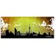 Dsign24 EG312500785 HD Echt-Glas Bild, City Skyline Düsseldorf Stars Wandbild Druck auf Glas, XXL, 125 x 50 cm, gelb