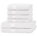 AmazonBasics Handtuch-Set, ausbleichsicher, 2 Badetücher und 4 Handtücher, HellWeiß, 100% Baumwolle 500g/m²