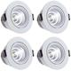 Sensati Kleine exklusive Design LED Einbauleuchte Downlight Spot Set zu 4 Stück, schwenkbar, dimmbar 1088 lm, inklusive Treiber, Gehäusefarbe weiß, kaltweiß T105 4 CW W