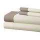 Pacific Coast Textilien T400 Set mit Kontrast Saum, Baumwolle, Leinen/Mocca, King