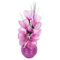Flourish 813 Hand 790141 Sprayed Vase, Weiß mit lila Mini-Signal Blume, Violett