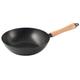 Fackelmann Wok-Pfanne Ø 24,5 cm ASIA LINE, Wok aus Stahl mit Antihaftbeschichtung, asiatische Pfanne mit Griff aus Buchenholz - hitzebeständig bis 240°C (Farbe: schwarz/braun), Menge: 1 Stück