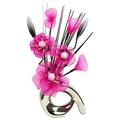 Flourish 793197 Kunstblumen-Arrangement, 32 cm, Mini-Vase mit geschwungenem Design Silber/Pink