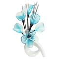 Flourish 798635 QH1 Vase, mit künstlichen Nylonblumen, 32 cm White/Teal Blue & White