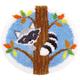Vervaco Formteppich Waschbär im Baum Knüpfteppich mit Knüpfhaken, Baumwolle, Mehrfarbig, 54 x 50 x 1 cm