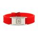 first4magnets™ TMBSPTR Unisex seltene Erden Magnet Sport Armband, Metall, Silber/rot, 25 x 10 x 3 cm