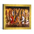 Gerahmtes Bild von Hans Memling "Angels Playing Musical Instruments, right hand panel from a triptych from the Church of Santa Maria la Real, Najera, c.1487-90", Kunstdruck im hochwertigen handgefertigten Bilder-Rahmen, 40x30 cm, Gold raya