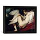 Gerahmtes Bild von Peter Paul Rubens Leda mit dem Schwan, Kunstdruck im hochwertigen handgefertigten Bilder-Rahmen, 40x30 cm, Schwarz matt