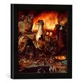 Gerahmtes Bild von Hieronymus BoschDie Hölle, Kunstdruck im hochwertigen handgefertigten Bilder-Rahmen, 30x30 cm, Schwarz matt