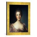 Gerahmtes Bild von Jean-Marc Nattier Portrait of Madame Dupin (1706-95), Kunstdruck im hochwertigen handgefertigten Bilder-Rahmen, 30x40 cm, Gold raya