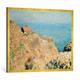 Gerahmtes Bild von Claude Monet "La Maison du pêcheur, Varengeville", Kunstdruck im hochwertigen handgefertigten Bilder-Rahmen, 100x70 cm, Gold raya