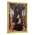 Gerahmtes Bild von Bernart van Orley "Maria mit dem Kinde und musizierende Putten", Kunstdruck im hochwertigen handgefertigten Bilder-Rahmen, 70x100 cm, Gold raya
