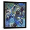 Gerahmtes Bild von Edgar Degas Blue Dancers, c.1899, Kunstdruck im hochwertigen handgefertigten Bilder-Rahmen, 50x50 cm, Schwarz matt