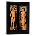 Gerahmtes Bild von Lucas Cranach der Jüngere Adam und Eva, Kunstdruck im hochwertigen handgefertigten Bilder-Rahmen, 30x40 cm, Schwarz matt