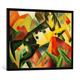 Gerahmtes Bild von Franz Marc "Springendes Pferd", Kunstdruck im hochwertigen handgefertigten Bilder-Rahmen, 100x70 cm, Schwarz matt