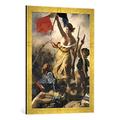 Gerahmtes Bild von Eugène DelacroixDie Freiheit führt das Volk, Kunstdruck im hochwertigen handgefertigten Bilder-Rahmen, 50x70 cm, Gold raya