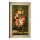 Gerahmtes Bild von Ambrosius Bosschaert der Jüngere Blumenstrauß in Glasvase mit Beiwerk, Kunstdruck im hochwertigen handgefertigten Bilder-Rahmen, 30x40 cm, Silber raya