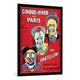 Gerahmtes Bild von French School "Poster advertising the 'Cirque d'Hiver de Paris' featuring the Fratellini Clowns, c.1927", Kunstdruck im hochwertigen handgefertigten Bilder-Rahmen, 70x100 cm, Schwarz matt