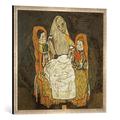 Gerahmtes Bild von Egon Schiele "Mutter und zwei Kinder III", Kunstdruck im hochwertigen handgefertigten Bilder-Rahmen, 70x70 cm, Silber raya
