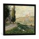 Gerahmtes Bild von Claude Monet Seineböschung bei Lavacourt, Kunstdruck im hochwertigen handgefertigten Bilder-Rahmen, 70x50 cm, Schwarz matt
