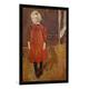 Gerahmtes Bild von Paula Modersohn-Becker "Stehendes Mädchen vor einem Ziegenstall", Kunstdruck im hochwertigen handgefertigten Bilder-Rahmen, 70x100 cm, Schwarz matt