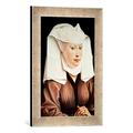 Gerahmtes Bild von Rogier van der Weyden "Bildnis einer Frau mit Flügelhaube", Kunstdruck im hochwertigen handgefertigten Bilder-Rahmen, 30x40 cm, Silber raya