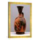 Gerahmtes Bild von Griechische Vasenmalerei Lekythos mit Satyr/griech.4.Jh. v.Chr, Kunstdruck im hochwertigen handgefertigten Bilder-Rahmen, 50x70 cm, Gold raya