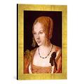Gerahmtes Bild von Albrecht Dürer Bildnis einer jungen Venezianerin, Kunstdruck im hochwertigen handgefertigten Bilder-Rahmen, 30x40 cm, Gold raya