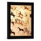 Gerahmtes Bild von Indianisch Indianer beim Pferdefang/Ledermalerei, Kunstdruck im hochwertigen handgefertigten Bilder-Rahmen, 30x40 cm, Schwarz matt
