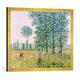 Gerahmtes Bild von Claude Monet "Sous les peupliers, effet de soleil", Kunstdruck im hochwertigen handgefertigten Bilder-Rahmen, 70x50 cm, Gold raya