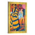 Gerahmtes Bild von Ernst Ludwig Kirchner Self Portrait with a Model, 1907", Kunstdruck im hochwertigen handgefertigten Bilder-Rahmen, 40x60 cm, Gold raya