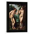Gerahmtes Bild von Peter Paul Rubens Adam und Eva unter dem Baum der Erkenntnis, Kunstdruck im hochwertigen handgefertigten Bilder-Rahmen, 30x40 cm, Schwarz matt
