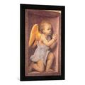 Gerahmtes Bild von Bernardino Luini Anbetender Engel, Kunstdruck im hochwertigen handgefertigten Bilder-Rahmen, 40x60 cm, Schwarz matt
