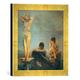 Gerahmtes Bild von Max KlingerDie blaue Stunde, Kunstdruck im hochwertigen handgefertigten Bilder-Rahmen, 30x30 cm, Gold raya