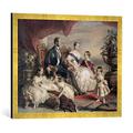 Gerahmtes Bild von Franz Xavier nach Winterhalter "Queen Victoria (1819-1901) and Prince Albert (1819-61) with Five of the Their Children, 1846", Kunstdruck im hochwertigen handgefertigten Bilder-Rahmen, 70x50 cm, Gold raya