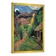 Gerahmtes Bild von Paul Gauguin "Straße ins Gebirge", Kunstdruck im hochwertigen handgefertigten Bilder-Rahmen, 70x100 cm, Gold raya