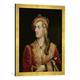 Gerahmtes Bild von Thomas Phillips "Portrait of George Gordon (1788-1824) 6th Baron Byron of Rochdale in Albanian Dress, 1813", Kunstdruck im hochwertigen handgefertigten Bilder-Rahmen, 50x70 cm, Gold raya