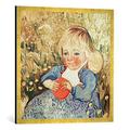Gerahmtes Bild von Vincent van Gogh "L'Enfant a l'orange", Kunstdruck im hochwertigen handgefertigten Bilder-Rahmen, 70x70 cm, Gold raya