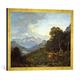Gerahmtes Bild von Ludwig Adrian Richter Salzburgische Landschaft, Kunstdruck im hochwertigen handgefertigten Bilder-Rahmen, 70x50 cm, Gold raya