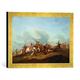 Gerahmtes Bild von Casimir Geibel Schlachtenszene aus der Zeit der Befreiungskriege, Kunstdruck im hochwertigen handgefertigten Bilder-Rahmen, 40x30 cm, Gold raya